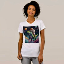 Astronaute sur T-Shirt Dino dans l'espace 
