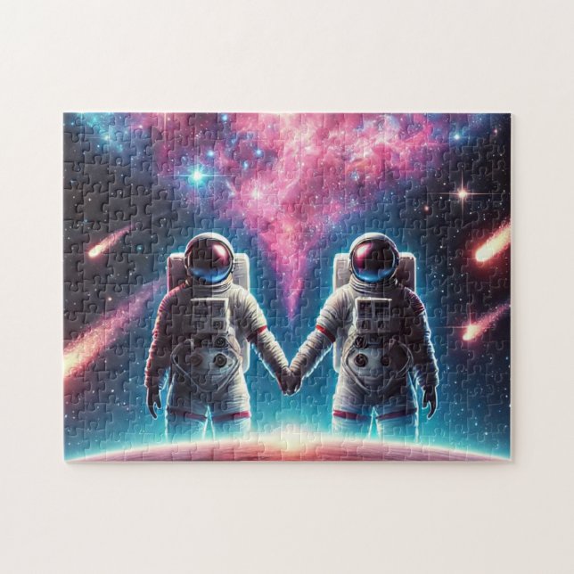 Astronauts en Love Galaxy Jigsaw Puzzle (Horizontal)