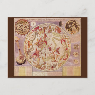 Astronomie vintage, Carte Céleste par Carel Allard