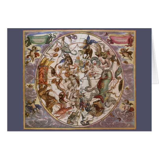 Astronomie Vintage, Constellations du Ciel Austral (Devant horizontal)