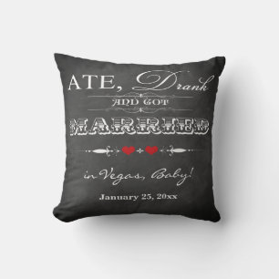 Ate, bu et s'est marié FAUX Chalkboard Coussin