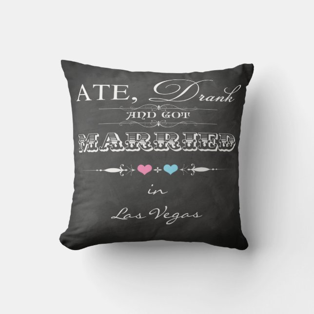 Ate, bu et s'est marié FAUX Chalkboard Coussin (Recto)