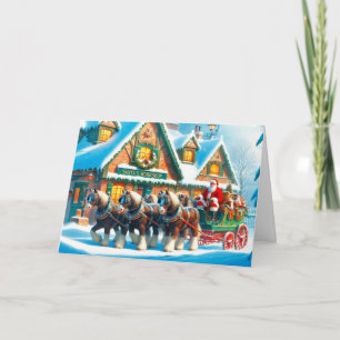 Atelier de père Noël et équipe de chevaux Carte de