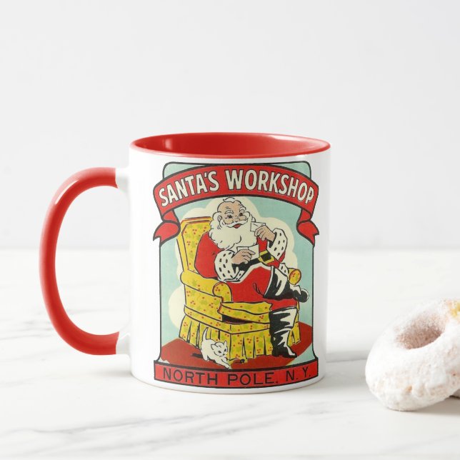 Atelier de père Noël Pôle Nord N.Y. - Mug (Avec donut)