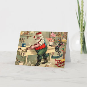 Atelier du Père Noël Carte de Noël vintage 