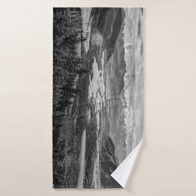 Athabasca Lookout, Monochrome Scenery Photography (Serviette de bain)