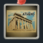 Athènes Grèce Ornement Vintage voyage<br><div class="desc">Un ornement d'Athènes de style vintage cool avec des ruines de parthénon grec.</div>