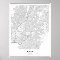 Athènes, Grèce Poster de carte minimaliste (Style 