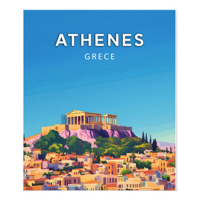 Athenes, Grece, Poster style rétro-chic (Devant)