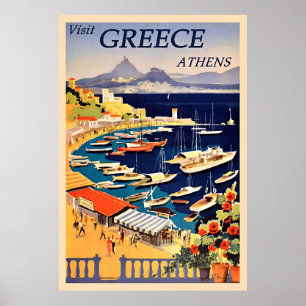 Athènes, Grèce Poster Vintage voyage