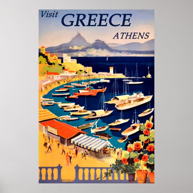 Athènes, Grèce Poster Vintage voyage (Devant)