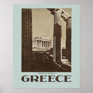 Athènes : Poster Vintage voyage du Parthenon GREEC