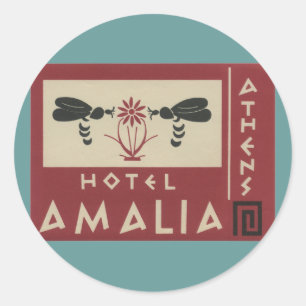 Athens Greece Hotel Amalia Étiquette Vintage voyag