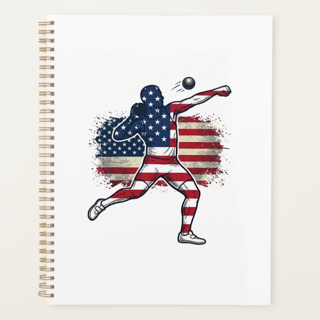 Athlète de lancer de poids patriotique dessin de g (Devant)