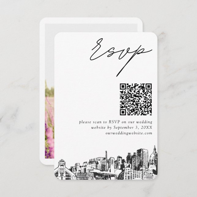 Atlanta Wedding RSVP QR Code carte de petit boîtie (Devant / Derrière)