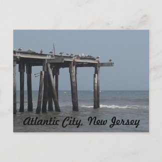 Atlantic City Beach avec carte postale d'oiseaux