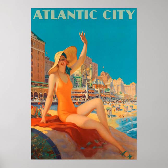 Atlantic City, Pennsylvanie Poster Vintage voyage (Devant)