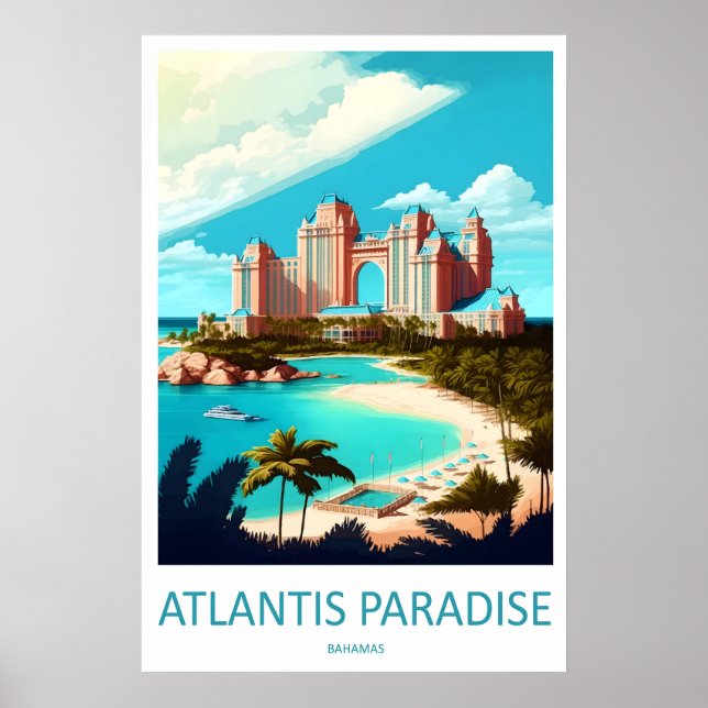 Atlantis Paradis Affiche de voyage vintage Ski (Devant)