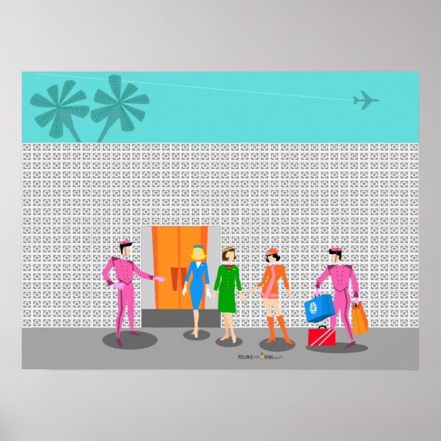 Atomic Palm Springs Stewardess Party Poster (Devant)