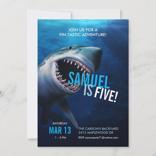 Attaque de requins | Ocean Invitation Boys Anniver (Devant)