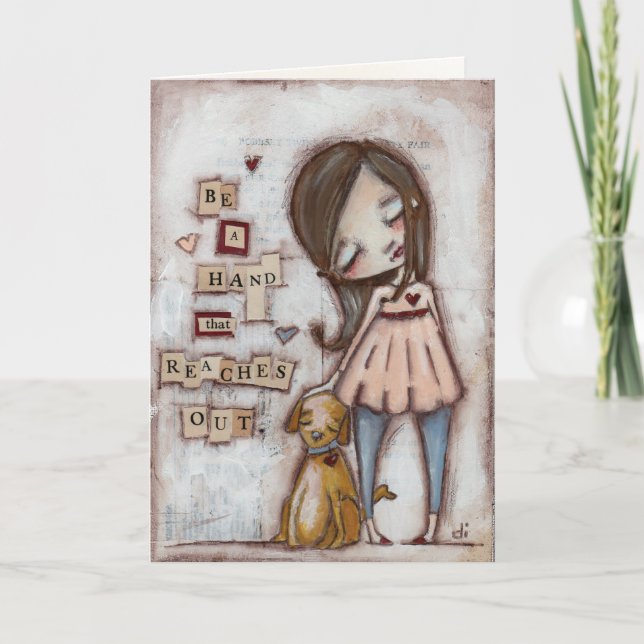 Atteignant la main - carte de voeux (Devant)