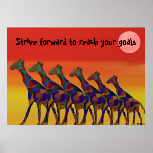 Atteignez vos objectifs Poster des girafes