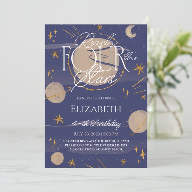 Atteindre Quatre Étoiles Invitation Anniversaire (Debout devant)