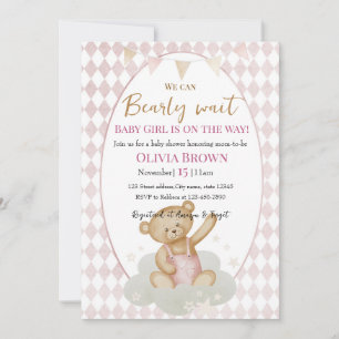 Attendez tôt bébé fille douche Invitation rose Ted