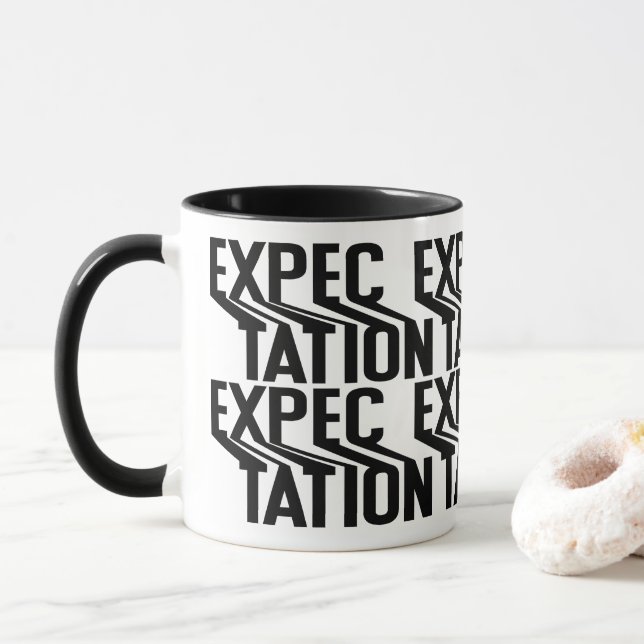 Attente - Mug noir typographie Kinetic Glitch (Avec donut)