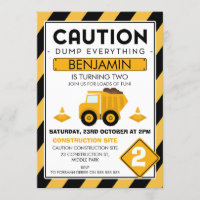 Attention en construction Anniversaire Invitation