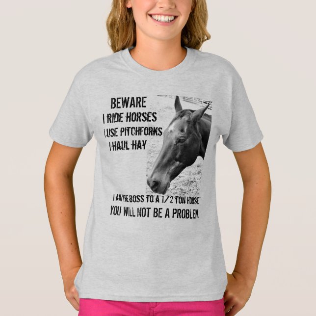 ATTENTION - JE MARCHE LES CHEVAUX - T-shirt DE FIL (Devant)
