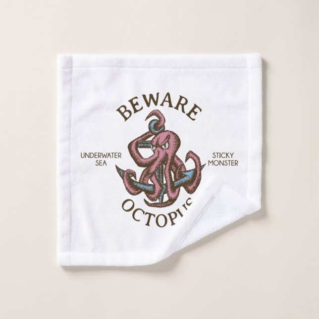 Attention Octopus Créature Nautique Tentacle Monst (Gant de toilette)