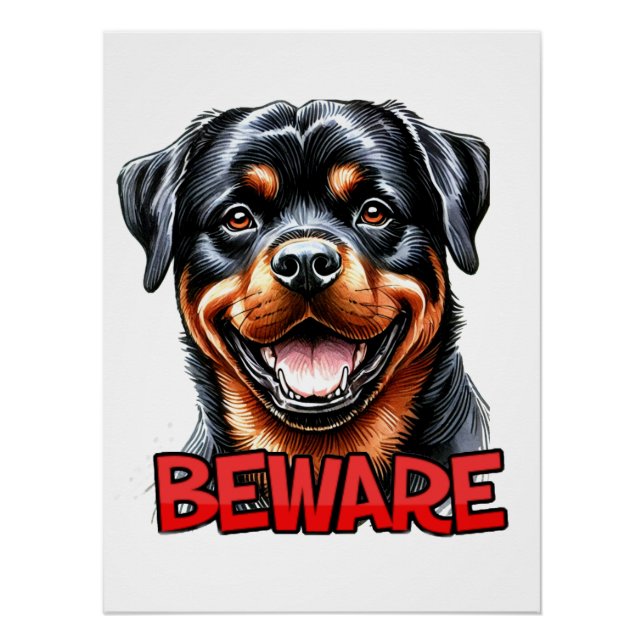 Attention Poster Rotweiler (Devant)