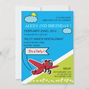 Atterrissage d'avion - invitation anniversaire de