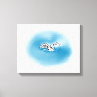 Atterrissage De Cygne Dans La Toile D'Eau