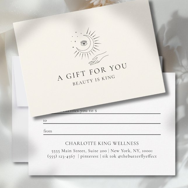 ATTESTAT DE CADEAU ÉTOILES MAIN ŒIL LUNE ENTREPRIS (MOON EYE HAND STARS BUSINESS GIFT CERTIFICATE)