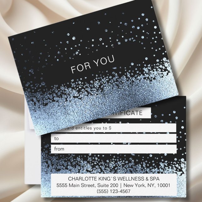ATTESTATION D'ENTREPRISE cadeau pour vous (BUSINESS GIFT CERTIFICATE Elegant, modern, blue-black glitter.)