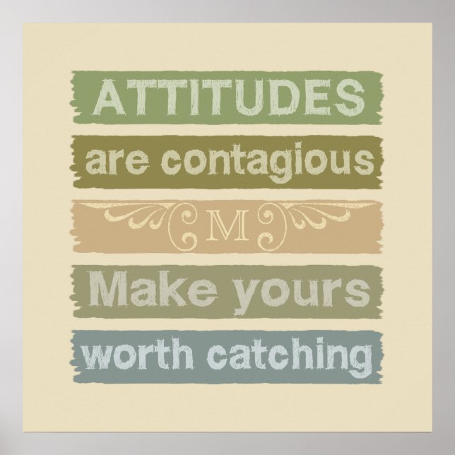 ATTITUDES monogramme personnalisé affiche de motiv (Devant)