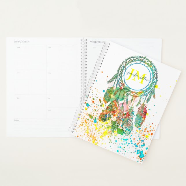 Attrape-rêves éclaboussé planner personnalisé (Devant avec enveloppe)