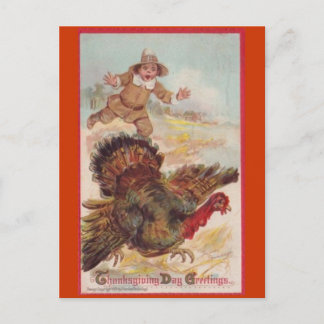 Attraper une dinde, carte postale d'art vintage
