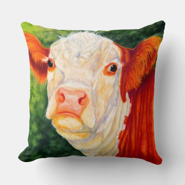 Attrayant le coussin heureux de vache à génisse de (Recto)