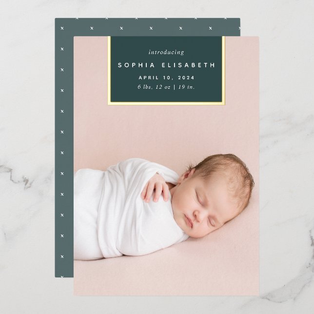 Au carré | Faire-part de naissance Gold Foil (Recto/Verso)