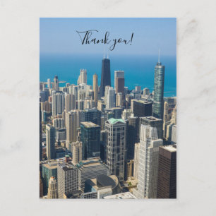 Au-dessus de Chicago Carte postale de remerciement