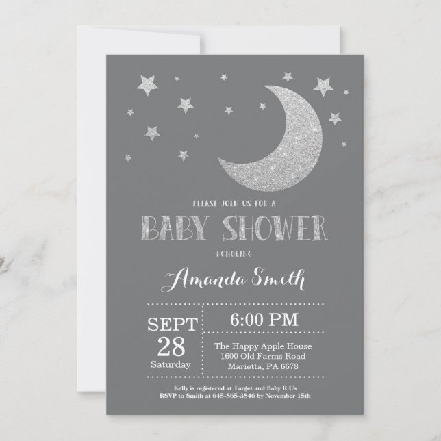 Au-dessus de la Lune Baby shower Invitation Partie (Devant)