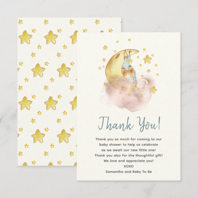 Au-Dessus De La Lune Carte de remerciements Plat (Devant / Derrière)