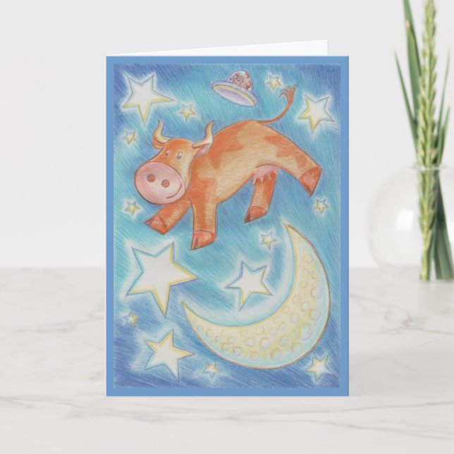 Au-dessus de la lune carte de voeux des "vos (Devant)