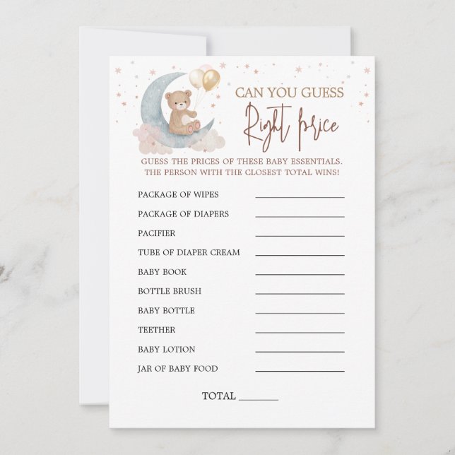 Au-dessus de la lune devinez juste prix carte de j (Devant)