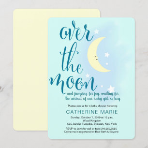 Au-dessus de la lune, étoiles, invitations de baby