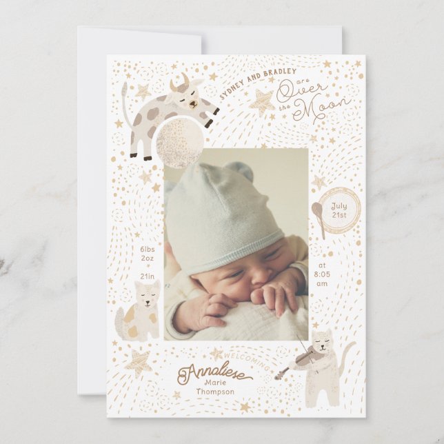 Au-dessus de la lune Faire-part de naissance lunai (Devant)