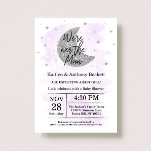 Au-Dessus De La Lune   Invitation au Baby shower n